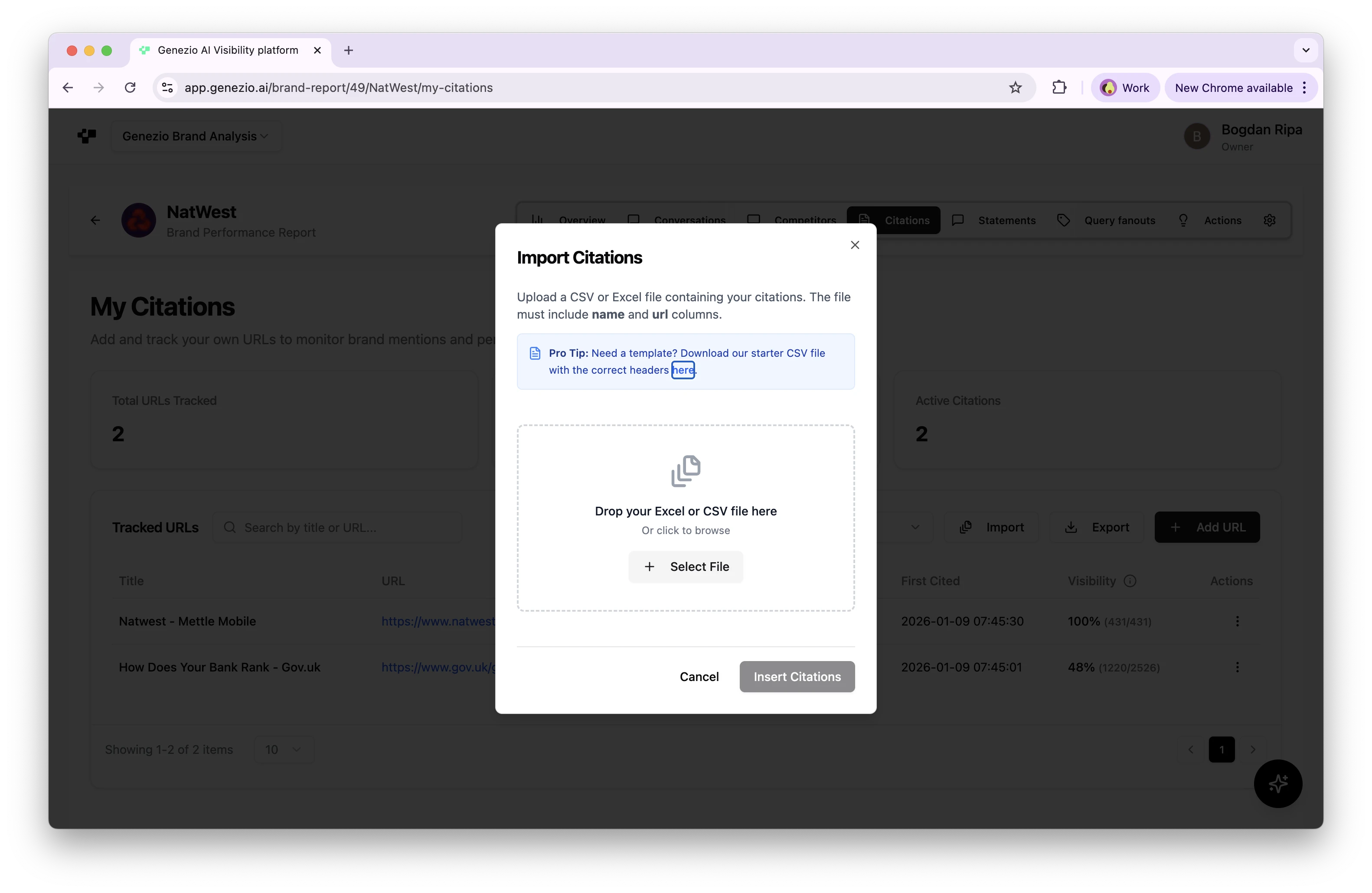 Importing citations to be monitored Importing citations to be monitored