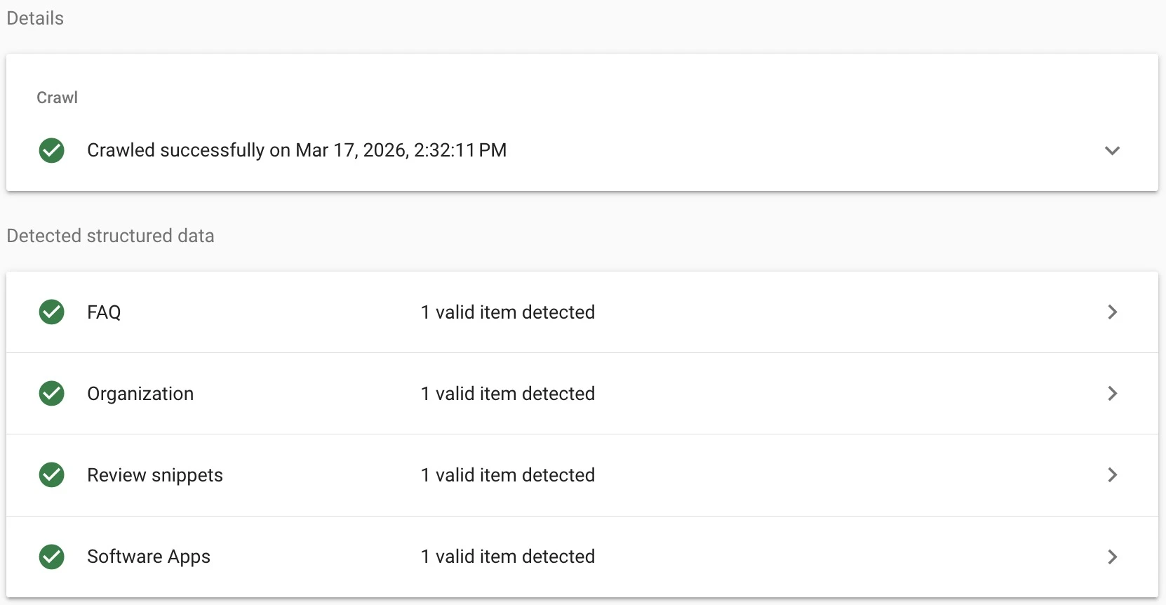 Rich Snippets Test Results demonstrating structured data implementation for LLMs